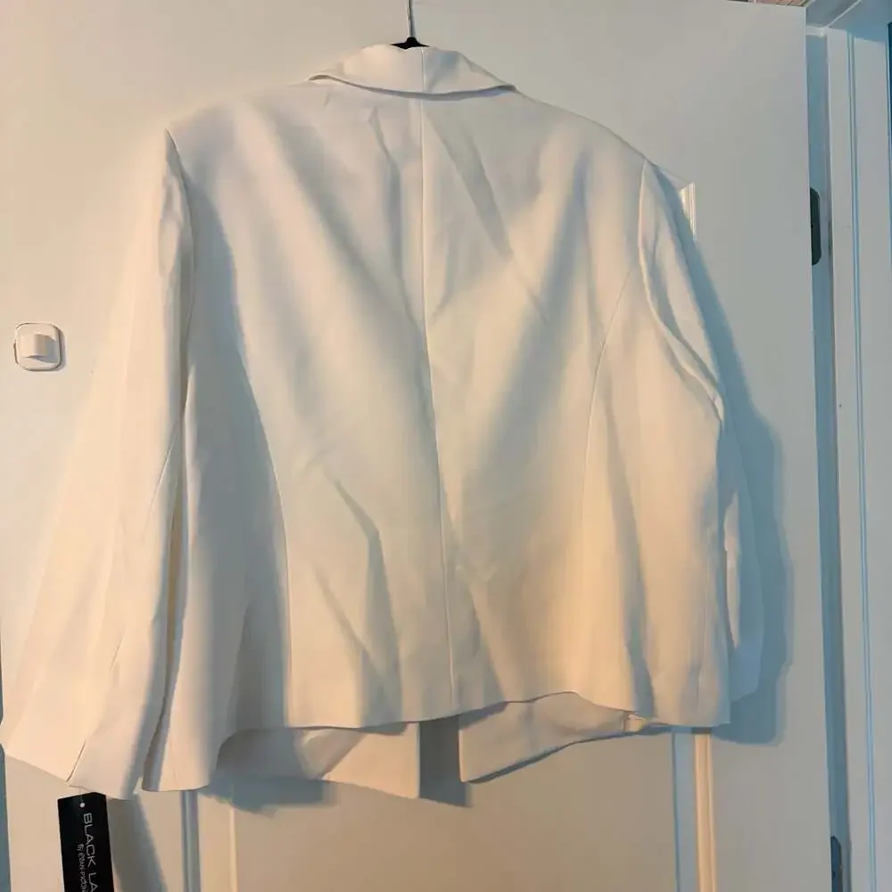 Black Label by Evan Picone Natural White Open-Front Jacket Sz 18